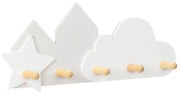 Κρεμάστρα Τοίχου Παιδική Design Cloud/Star 57322.01 45x18,5x1,3cm White-Natural Navaris Mdf,Ξύλο