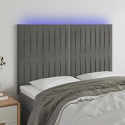 Κεφαλάρι Κρεβατιού LED Ανοιχτό Γκρι 144x5x118/128 εκ. Βελούδινο 3122710
