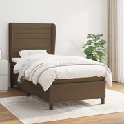 Κρεβάτι Boxspring με Στρώμα Σκούρο Καφέ 90x190 εκ. Υφασμάτινο