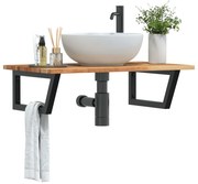 Ράφι Νιπτήρα Τοίχου από Ατσάλι / Μασίφ Ξύλο Ακακίας