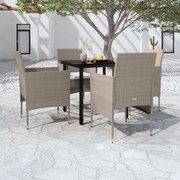 vidaXL Σετ Τραπεζαρίας Κήπου 5 Τεμαχίων Μπεζ και Μαύρο με Μαξιλάρια