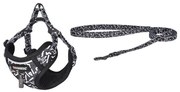 Dog set Dogness harness and leash (Black and white)