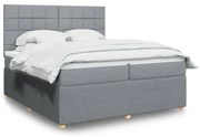 Κρεβάτι Boxspring με Στρώμα Ανοιχτό Γκρι 200x200 εκ. Υφασμάτινο - Γκρι