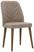 Adeline chair velvet beige-walnut leg 49x52x91 εκ.