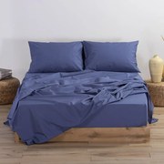 Σεντόνι Με Λάστιχο Basic Indigo Nef-Nef Υπέρδιπλο 160x230cm Με Λάστιχο 100% Βαμβάκι