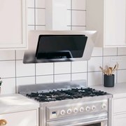 vidaXL Απορροφητήρας Τοίχου Ασημί 90 εκ. από Αν. Ατσάλι & Ψημένο Γυαλί