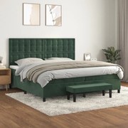 Κρεβάτι Boxspring με Στρώμα Σκούρο Πράσινο 200x200εκ. Βελούδινο 3138106