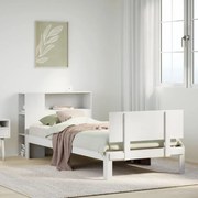 vidaXL Κρεβάτι Βιβλιοθήκη Χωρίς Στρώμα Λευκό 75x190 εκ Μασίφ Πεύκο