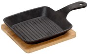ΤΗΓΑΝΑΚΙ ΤΕΤΡ. CAST-IRON ΜΑΥΡΟ L: 16 H: 5CM ΜΕ ΒΑΣΗ BAMBOO | Συσκευασία 2 τμχ