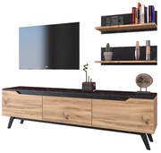 ΣΥΝΘΕΤΟ ΣΑΛΟΝΙΟΥ KASIA PAKOWORLD OAK-ΜΑΥΡΟ ΜΑΡΜΑΡΟΥ 180X35X48,5ΕΚ