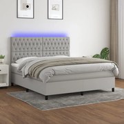 Κρεβάτι Boxspring με Στρώμα &amp; LED Αν.Γκρι 180x200εκ. Υφασμάτινο - Γκρι