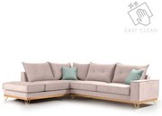 Γωνιακός καναπές δεξιά γωνία Luxury II pakoworld ύφασμα elephant-ciel 290x235x95εκ