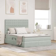 vidaXL Κρεβάτι με αποθηκευτικό χώρο και LED Ανοιχτό γκρι 140 x 190 cm