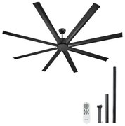 VEVOR 213 cm Aluminum Ceiling Fan Without Light Remote Control DC Motor Black