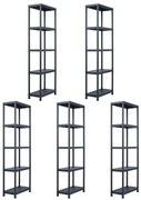 vidaXL Ραφιέρες 5 τεμ. Μαύρες 125 κ. 60 x 30 x 180 εκ. Πλαστικές