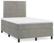 vidaXL Κρεβάτι Boxspring με Στρώμα &amp; LED Αν.Γκρι 120x190εκ. Βελούδινο