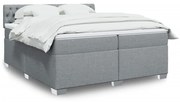 vidaXL Κρεβάτι Boxspring με Στρώμα Ανοιχτό Γκρι 200x200 εκ. Υφασμάτινο