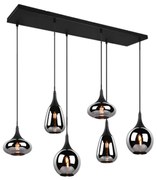 Φωτιστικό Κρεμαστό L93xH300cm Εξάφωτο 6xE14 Μελί Black Mat Trio Lighting Lumina 317000632