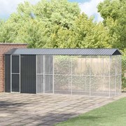 vidaXL Φυτώριο πουλιών με επέκταση Ανθρακί 210x640x247 εκ. Χάλυβας