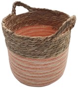 Καλάθι Με Ρίγα 00.06.61285 28x21,5-25,5cm Ψάθινο Natural-Orange Ψάθα