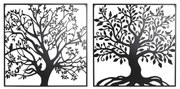 Διακόσμηση τοίχων DKD Home Decor Δέντρο Μέταλλο (98 x 1 x 98 cm) (x2)