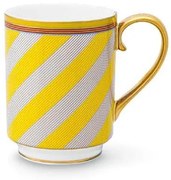 ΜΕΓΑΛΗ ΚΟΥΠΑ ΜΕ ΧΕΡΟΥΛΙ 350ml PIP STUDIO - CHIQUE STRIPES YELLOW