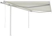 vidaXL Τέντα Συρόμενη Αυτόματη με Στύλους Κρεμ 4 x 3 μ.