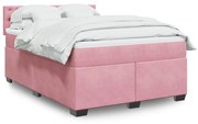 Κρεβάτι Boxspring με Στρώμα Ροζ 140x200 εκ. Βελούδινο