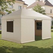 VEVOR Winter Gazebo Cover Fits 3.08 x 4.39 m Hardtop Gazebos, All-Weather Gazebo Cover with Sidewalls &amp; Windows, High-Density PE Material, Enclosed Storage Shelter Covers, Gazebos not Included