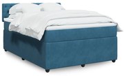 vidaXL Κρεβάτι Boxspring με Στρώμα Μπλε 160x200 εκ. Βελούδινο