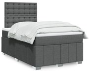 vidaXL Κρεβάτι Boxspring με Στρώμα Σκούρο Γκρι 120x190 εκ Υφασμάτινο