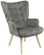 Intrahome Πολυθρόνα Fluffy Intrahome βελούδο ανθρακί-φυσικό πόδι 75x69x96εκ | SKU: INTRAPA-366111134
