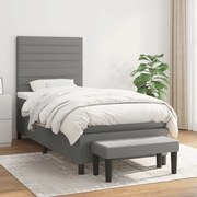 vidaXL Κρεβάτι Boxspring με Στρώμα Σκούρο Γκρι 100x200 εκ. Υφασμάτινο