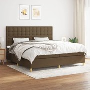 Κρεβάτι Boxspring με Στρώμα Σκούρο Καφέ 200x200 εκ. Υφασμάτινο - Καφέ