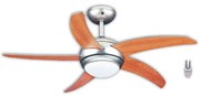 Primo PRCF-80285 Ανεμιστήρας Οροφή 44'' 110εκ. Με Τηλεχειριστήριο 1 Φως 5 Φτερά Κερασί