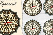 Intra απο ξύλο plywood 3mm-4mm πάχος - Ρολόι Mandala Lasercut BNDLES Δίασταση 30x30 cm INTRAFABR-120626437