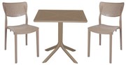 Τραπεζαρία κήπου Groovy-Ignite pakoworld σετ 3τεμ PP cappuccino 80x80x74,5εκ.