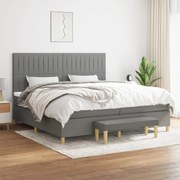 vidaXL Κρεβάτι Boxspring με Στρώμα Σκούρο Γκρι 200x200 εκ. Υφασμάτινο