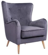 Πολυθρόνα - Μπερζέρα MARTA C8392.01 Βελούδο Γκρί 77x86x95Υ εκ. 77x86x95 εκ.