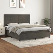 ΚΡΕΒΑΤΙ BOXSPRING ΜΕ ΣΤΡΩΜΑ ΣΚΟΥΡΟ ΓΚΡΙ 180X200 ΕΚ. ΒΕΛΟΥΔΙΝΟ 3143098