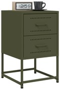 vidaXL Κομοδίνα 2 τεμ. Πράσινο Λαδί 36x39x60,5 εκ. από Χάλυβα