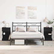 vidaXL Κομοδίνο 2 τμχ Μαύρη Δρυς 40x35x65 εκ. Κατασκευασμένο από Ξύλο