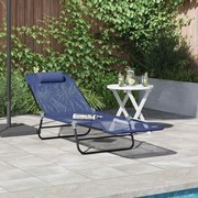 vidaXL Πτυσσόμενη ξαπλώστρα Ναυτικό μπλε 182 x 55 x 85.5 εκ. Textilene