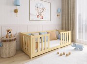 Kρεβάτι Montessori Fero με κάγκελα 47,5cm από μασίφ ξύλο Natural  90×200cm (Δώρο 10% Έκπτωση στο Στρώμα)