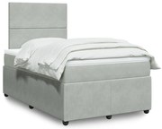 vidaXL Κρεβάτι Boxspring με Στρώμα Ανοιχτό Γκρι 120x200 εκ. Βελούδινο