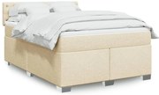 vidaXL Κρεβάτι Boxspring με Στρώμα Κρεμ 140x190 εκ. Υφασμάτινο