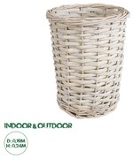 GloboStar® Artificial Garden DOMINGO 20592 Διακοσμητικό Πλεκτό Καλάθι - Κασπώ Γλάστρα - Flower Pot Λευκό με Μπεζ Φ19 x Υ24cm