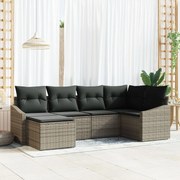 vidaXL Σετ Κήπου 6 τεμαχίων με μαξιλάρια Γκρι Πολυ Ρατάν