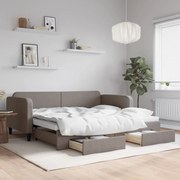 vidaXL Καναπές Κρεβάτι Συρόμενος Taupe 90x200 εκ. Ύφασμα &amp; Συρτάρια