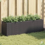 vidaXL Ζαρντινιέρα Κήπου Μαύρη 105x30x32 εκ. Συνθ. Ρατάν με 3 Γλάστρες